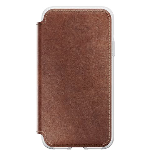 laydown image of Clear Folio - Rustic Brown Leather