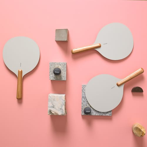 laydown image of Avora Natural Wood Paddle Tennis Set