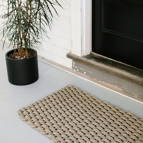 laydown image of Hand Woven Lobster Rope Doormat - Small