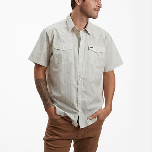 on model image of H Bar B Short Sleeve Snapshirt