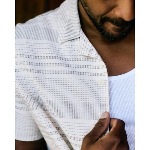 lifestyle image of Camp Collar Dobby Stripe Short Sleeve Shirt