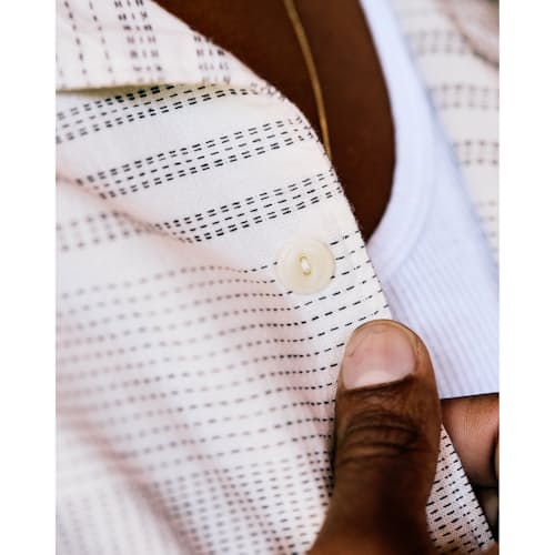 lifestyle image of Camp Collar Dobby Stripe Short Sleeve Shirt