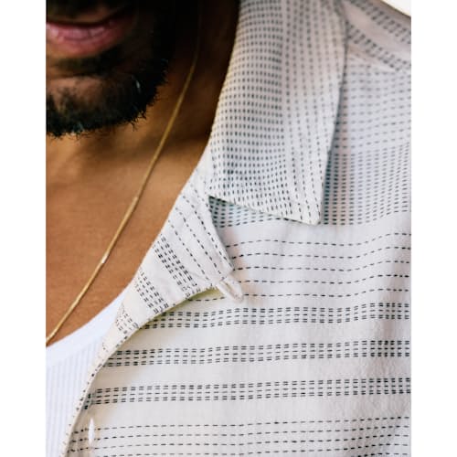lifestyle image of Camp Collar Dobby Stripe Short Sleeve Shirt