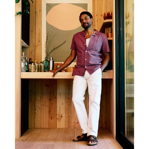 lifestyle image of Seersucker Camp Collar Shirt