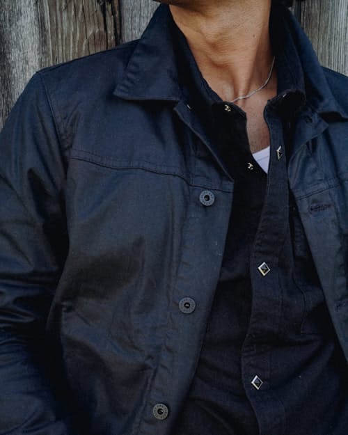lifestyle image of Cash Flannel-Lined Waxed Trucker