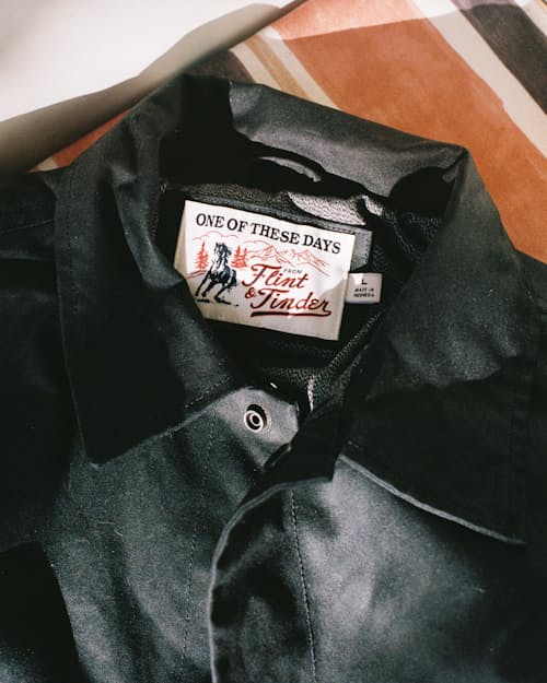lifestyle image of Embroidered Western Waxed Snap Jacket
