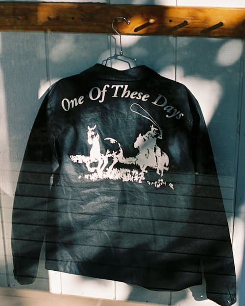 lifestyle image of Embroidered Western Waxed Snap Jacket