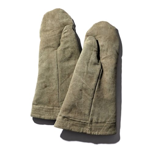 laydown image of Vintage Tent Oven Mitts