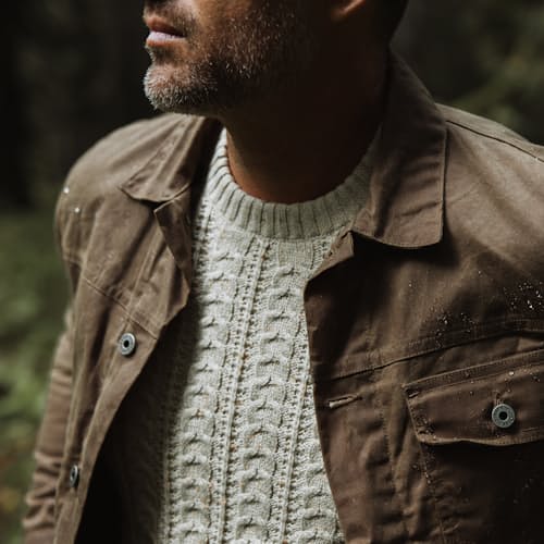 laydown image of Seawool Fisherman Crewneck Sweater