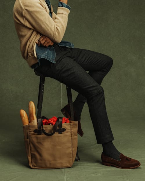 on model image of Stretch Wool Trouser