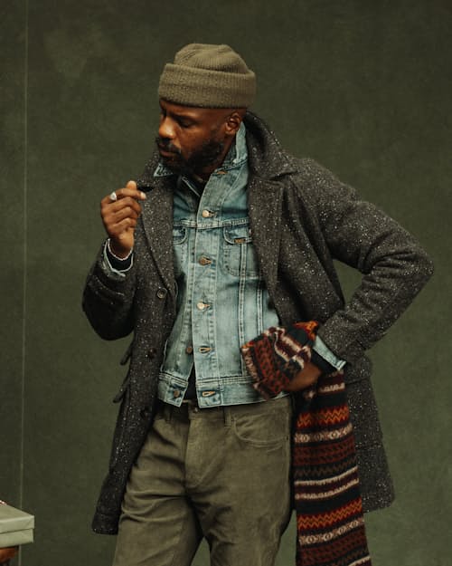 on model image of Lot-271 Denim Trucker Jacket