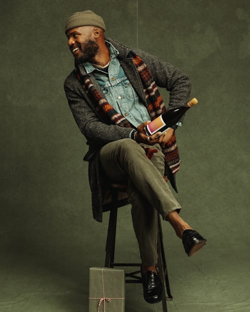 on model image of Lot-271 Denim Trucker Jacket