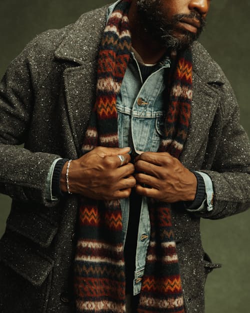 on model image of Wool Herringbone Overcoat