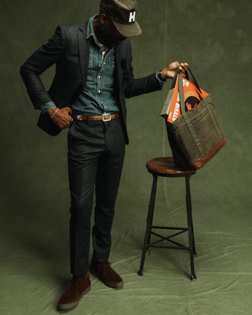 on model image of Stretch Wool Trouser