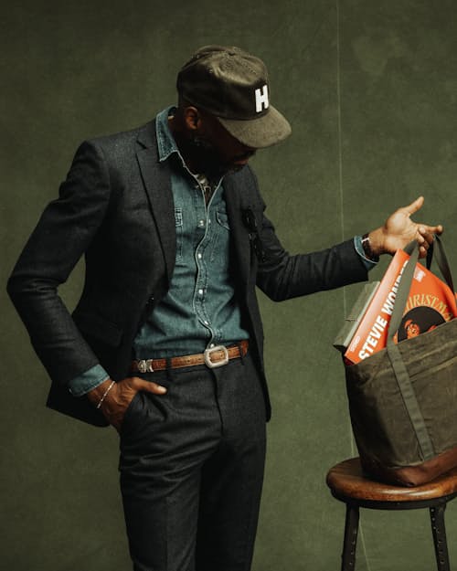 on model image of Stretch Wool Blazer