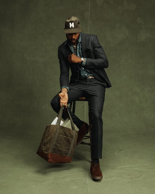on model image of Stretch Wool Trouser