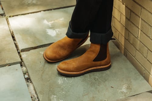 lifestyle image of Boone Wedge Chelsea Boot