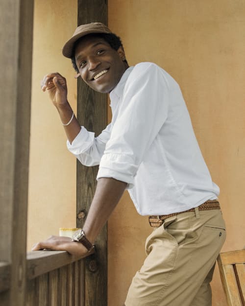 lifestyle image of Yarn Dyed Poplin Shirt