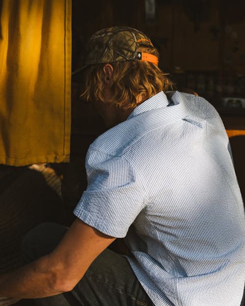 lifestyle image of Guayabera Seersucker Short Sleeve Shirt