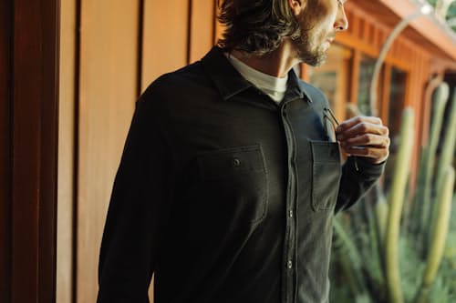 lifestyle image of Slub Jersey Utility Knit Shirt
