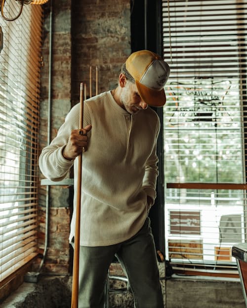 lifestyle image of Waffle Utility Knit Henley