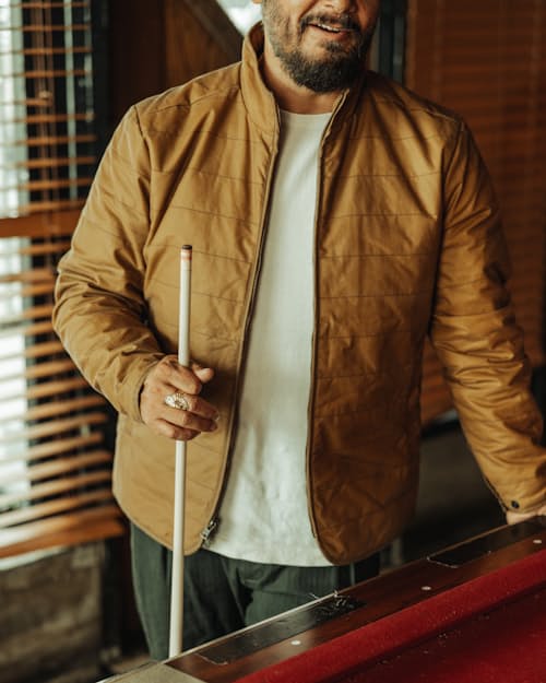 lifestyle image of York Quilted Waxed Jacket