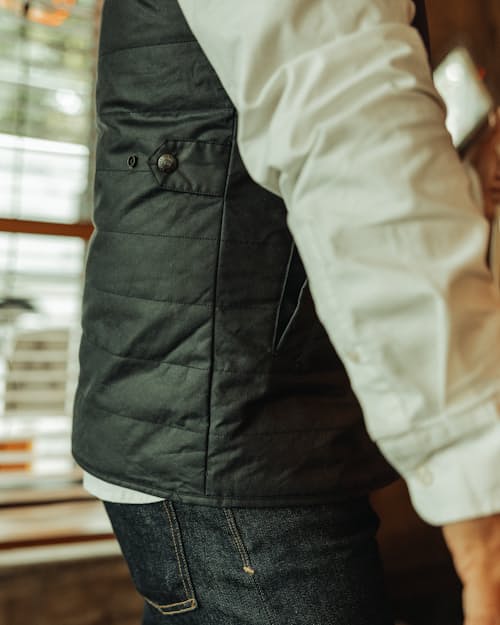lifestyle image of York Quilted Waxed Vest