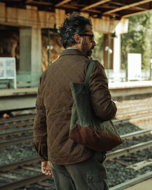 lifestyle image of Waxed Canvas Tote