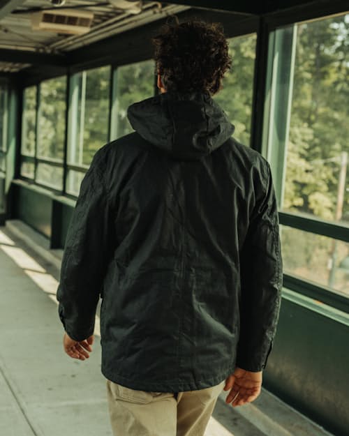 lifestyle image of Flannel-Lined Waxed Hudson Jacket
