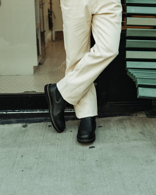lifestyle image of Boone Wedge Chelsea Boot