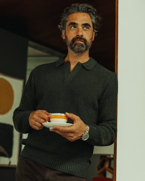 lifestyle image of Bolinas Johnny Collar Sweater Polo