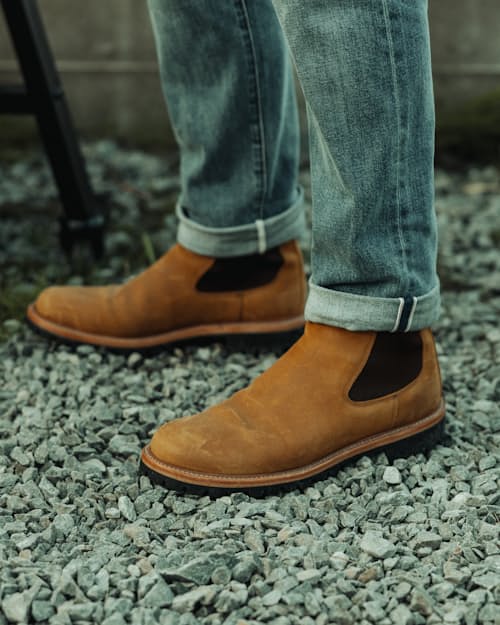 lifestyle image of Boone Lug Chelsea Boot