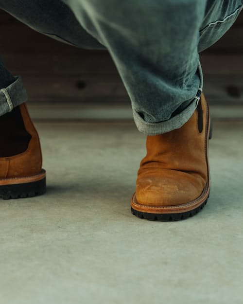 lifestyle image of Boone Lug Chelsea Boot