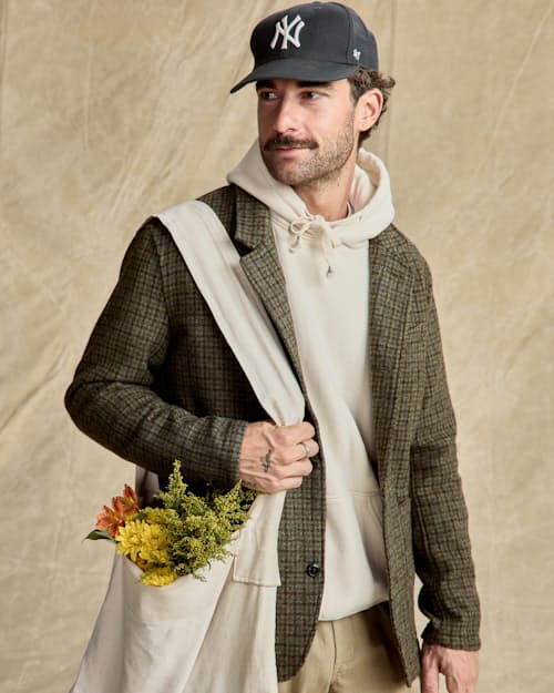 on model image of Heritage Trap Blazer