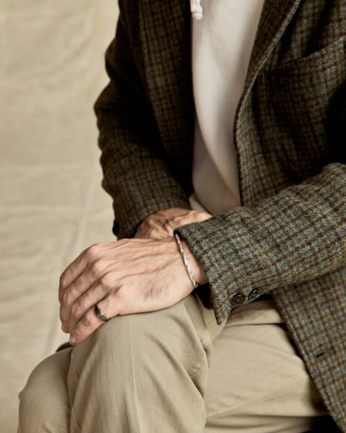 on model image of Heritage Trap Blazer