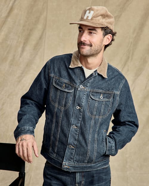 lifestyle image of Huckberry Corduroy Explorer Hat