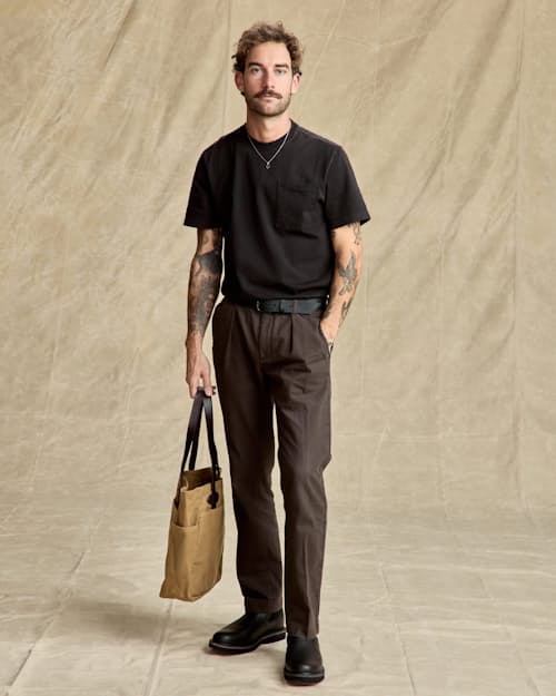on model image of Pleated Chino - HB Classic