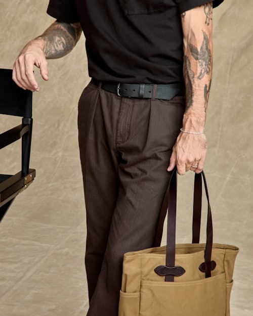 on model image of Pleated Chino - HB Classic
