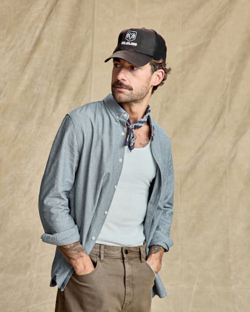 on model image of Classic Selvedge Architect Shirt