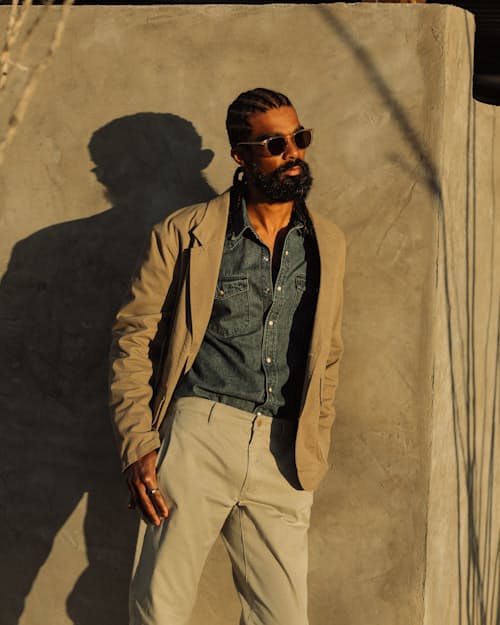 lifestyle image of Bone Button Western Shirt