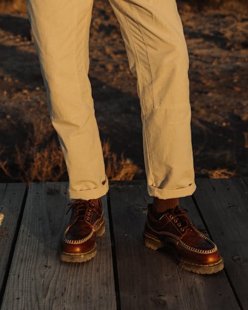 lifestyle image of Lowell Moc Toe Derby