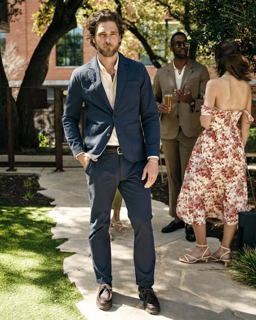 lifestyle image of Seersucker Chino Pant - HB Straight