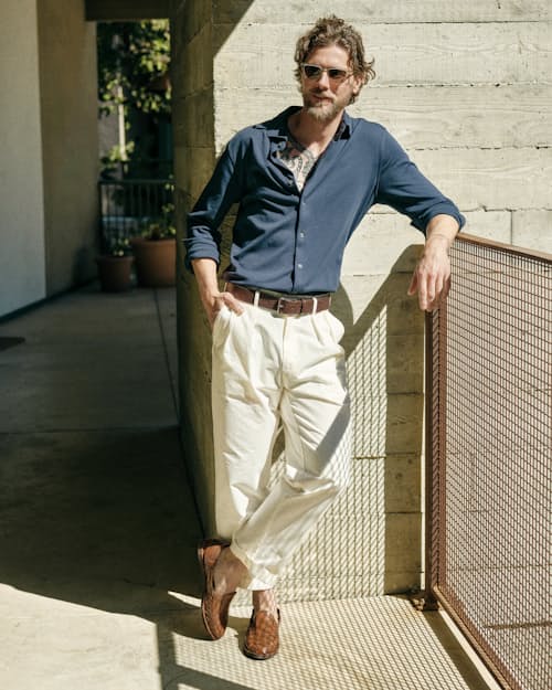 lifestyle image of Carona Double Pleated Canvas Pants
