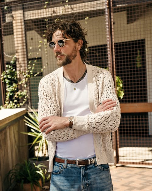 lifestyle image of Classic Lace Knit Cardigan