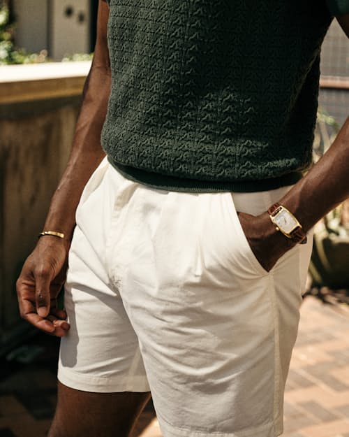 lifestyle image of Lapa Double Pleated Canvas Shorts