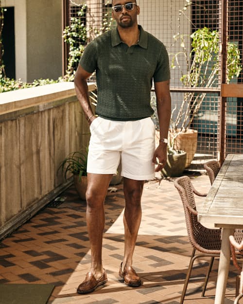 lifestyle image of Lapa Double Pleated Canvas Shorts