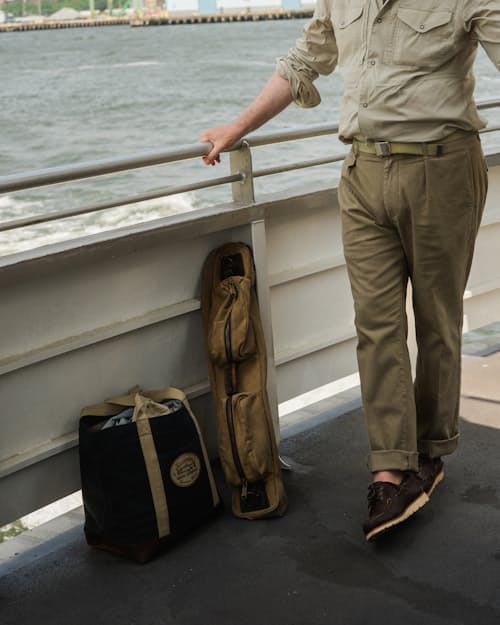 lifestyle image of Coggins Patch Waxed Canvas Tote
