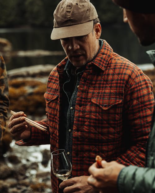 lifestyle image of Quilted Flannel Shirt Jacket