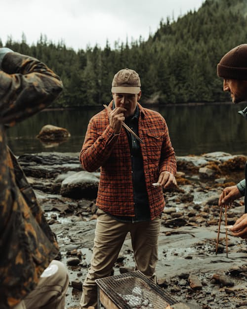 lifestyle image of Quilted Flannel Shirt Jacket