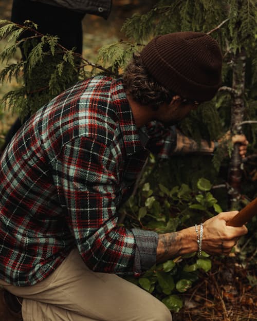 lifestyle image of Knit Flannel Button Down